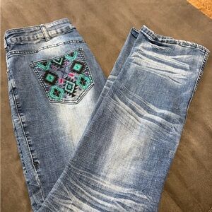 Cowgirl Tuff Denim Jeans with White Stitching